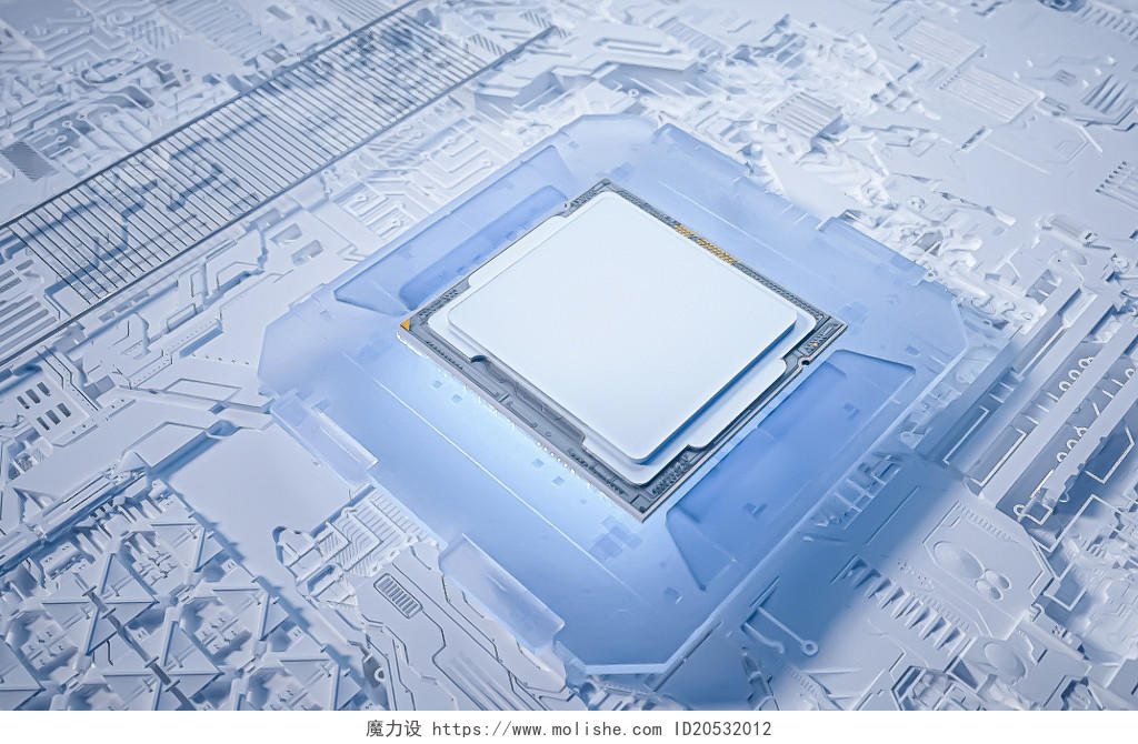 白色C4D科技背景智能芯片电路展板背景科技感